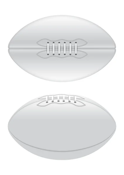 Vektor Illustration Eines Schlichten Weißen Rugby Balls Mit Schnürsenkeln Auf — Stockvektor