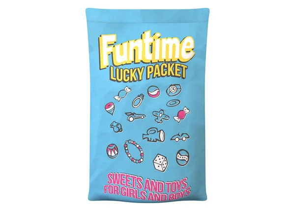 Concept Design Resembling Classic Vintage Childrens Lucky Packet Displaying Illustrations — Stock Photo, Image