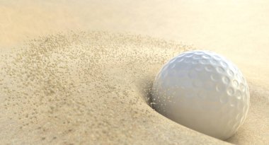 Bir golf topunun, bir sığınağa kumu çarpması ve kum tanecikleri püskürtmesi aşırı bir eylemdir.