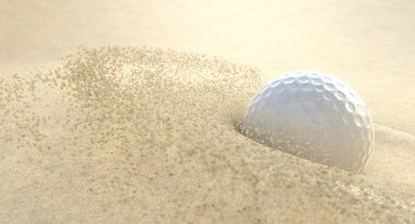 Bir golf topunun, bir sığınağa kumu çarpması ve kum tanecikleri püskürtmesi aşırı bir eylemdir.