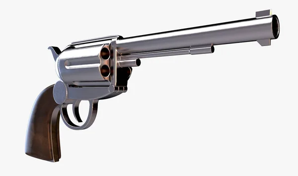 Una Pistola Metal Sobre Fondo Estudio Blanco Aislado Render —  Fotos de Stock