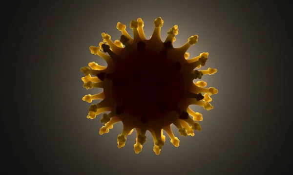 Uma Visão Microscópica Perto Uma Partícula Coronavírus Com Bordas Transparentes — Fotografia de Stock