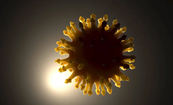 Mikroskopisk Närbild Coronavirus Partikel Med Glödande Transparenta Kanter Render — Stockfoto