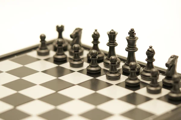 Šachovnice Šachová Figurka Zpět Jednání Podnikání Jako Pozadí Obchodní Koncepce — Stock fotografie