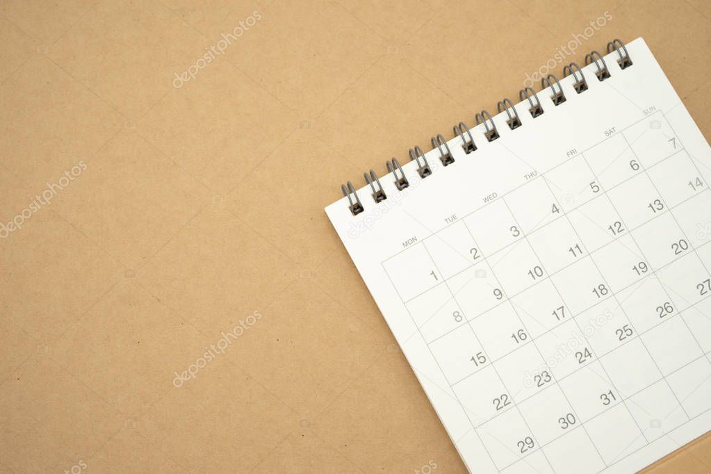 A calendar of the month. using as background business concept an