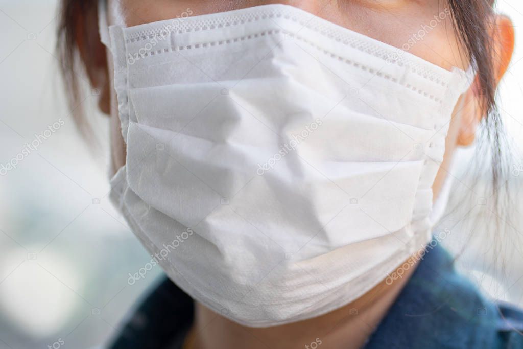 Woman wearing face mask protect filter against air pollution (PM