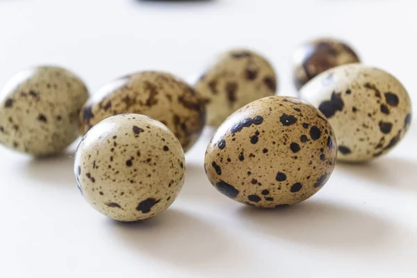 Перепелиные Яйца Группа Перепелиных Яиц Выделена Белом Фоне Фото Крупным — стоковое фото