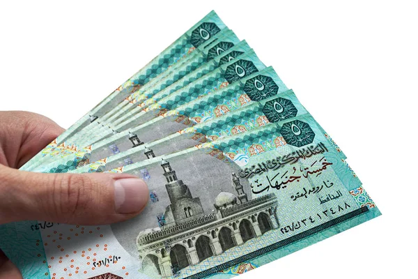 Hand hält ägyptische Pfund. egp. Währung Ägyptens. — Stockfoto
