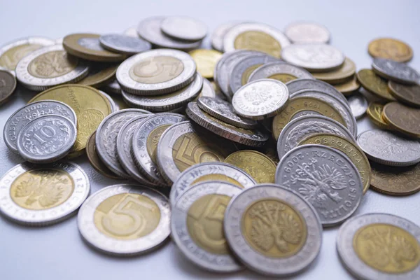 Pln. Poolse Zloty munten. Financiële achtergrond — Stockfoto