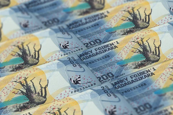 Geld von Madagaskar. 200-malagasy arischer finanzieller Hintergrund. — Stockfoto