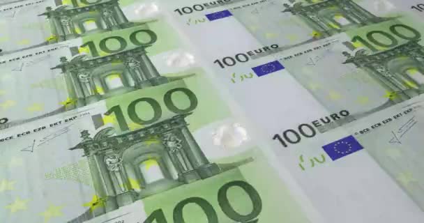 Печать 100 Евро Кадры Петли Иллюстрация — стоковое видео