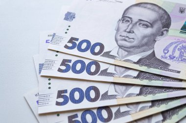 Ukrayna para birimi. Yeni Ukrayna Hryvnia banknotları arkaplanı
