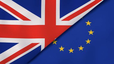 Brexit. Eu ve Uk ipek bayrakları. 3d illüstrasyon