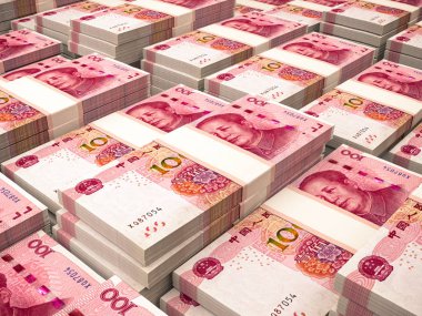 Çin para birimi. 100 Çin renminbi arka plan. Makro