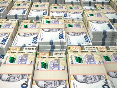Ukrayna 'nın parası. Birkaç Ukrayna Hryvnia banknotu. Uah! Hryv