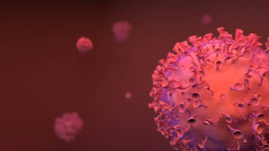 Coronavirus. Virüslü arka plan. Renkli arka planda grip virüsleri. 3d illüstrasyon