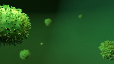 Coronavirus. Virüslü arka plan. Renkli arka planda grip virüsleri. 3d illüstrasyon