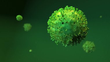 Coronavirus. Virüslü arka plan. Renkli arka planda grip virüsleri. 3d illüstrasyon