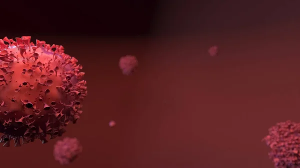 Coronavirus. Virüslü arka plan. Renkli arka planda grip virüsleri. 3d illüstrasyon