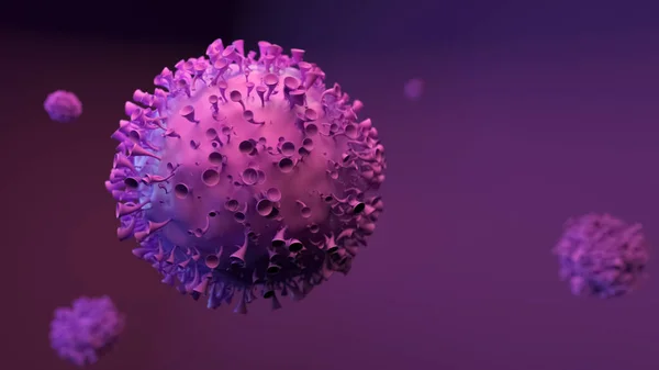 Coronavirus. Virüslü arka plan. Renkli arka planda grip virüsleri. 3d illüstrasyon