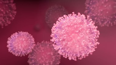 Coronavirus. Virüslü arka plan. Renkli arka planda grip virüsleri. 3d illüstrasyon
