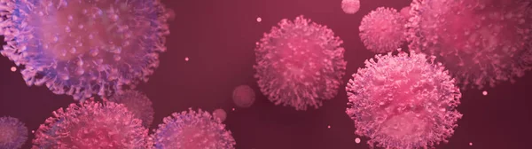 Coronavirus. Background with viruses. Influenza viruses on colorful background. 3D illustration