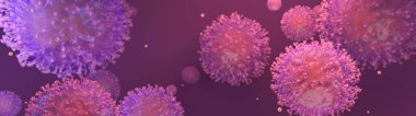 Coronavirus. Virüslü arka plan. Renkli arka planda grip virüsleri. 3d illüstrasyon