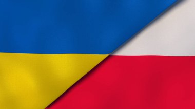 Ukrayna ve Polonya 'nın iki bayrağı. Kaliteli bir iş geçmişi. 3d illüstrasyon