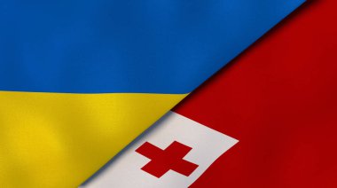 Ukrayna ve Tonga 'nın iki bayrağı. Kaliteli bir iş geçmişi. 3d illüstrasyon