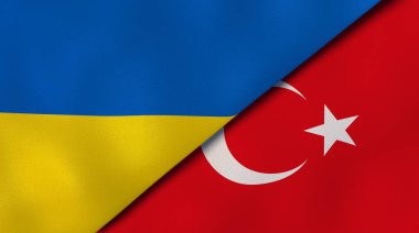 Ukrayna ve Türkiye 'nin iki bayrağı. Kaliteli bir iş geçmişi. 3d illüstrasyon