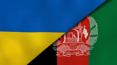 Ukrayna ve Afganistan 'ın iki bayrağı. Kaliteli bir iş geçmişi. 3d illüstrasyon