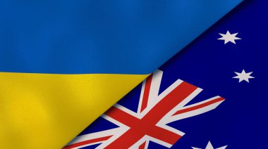 Ukrayna ve Avustralya 'nın iki bayrağı. Kaliteli bir iş geçmişi. 3d illüstrasyon