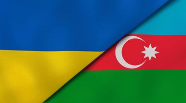 Ukrayna ve Azerbaycan 'ın iki bayrağı. Kaliteli bir iş geçmişi. 3d illüstrasyon