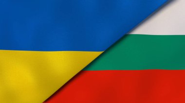 Ukrayna ve Bulgaristan 'ın iki bayrağı. Kaliteli bir iş geçmişi. 3d illüstrasyon