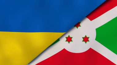 Ukrayna ve Burundi 'nin iki bayrağı. Kaliteli bir iş geçmişi. 3d illüstrasyon