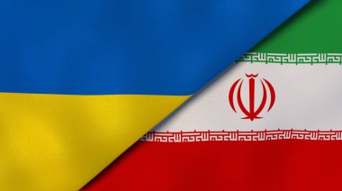 Ukrayna ve İran 'ın iki bayrağı. Kaliteli bir iş geçmişi. 3d illüstrasyon