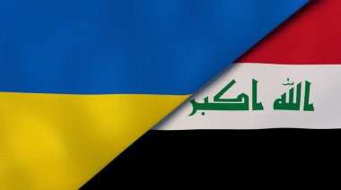 Ukrayna ve Irak 'ın iki bayrağı. Kaliteli bir iş geçmişi. 3d illüstrasyon