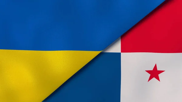 Δύο Κράτη Σημαίες Της Ουκρανίας Και Του Παναμά Επαγγελματικό Υπόβαθρο — Φωτογραφία Αρχείου