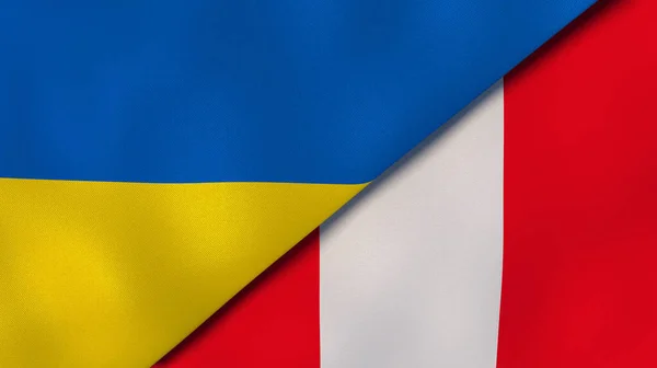 Прапори Двох Держав України Перу Високоякісне Ділове Минуле Ілюстрація — стокове фото