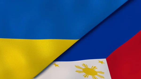 Dvě Vlajky Ukrajiny Filipín Vysoce Kvalitní Obchodní Zázemí Ilustrace — Stock fotografie
