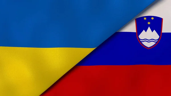 Dos Estados Banderas Ucrania Eslovenia Fondo Negocio Alta Calidad Ilustración —  Fotos de Stock