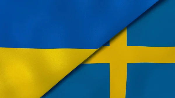 Dwa Państwa Bandery Ukrainy Szwecji Wysokiej Jakości Doświadczenie Biznesowe Ilustracja — Zdjęcie stockowe