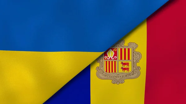 Δύο Κράτη Σημαίες Της Ουκρανίας Και Της Ανδόρας Επαγγελματικό Υπόβαθρο — Φωτογραφία Αρχείου
