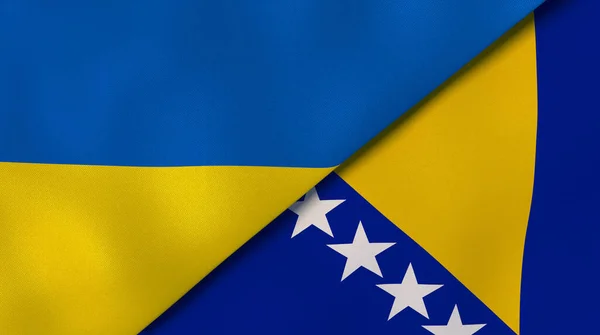 Due Stati Bandiere Ucraina Bosnia Erzegovina Contesto Aziendale Alta Qualità — Foto Stock