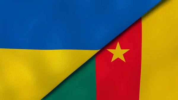 Dos Estados Banderas Ucrania Camerún Fondo Negocio Alta Calidad Ilustración — Foto de Stock