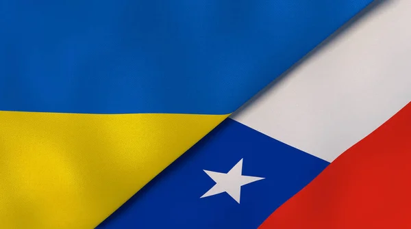 Dos Estados Banderas Ucrania Chile Fondo Negocio Alta Calidad Ilustración —  Fotos de Stock