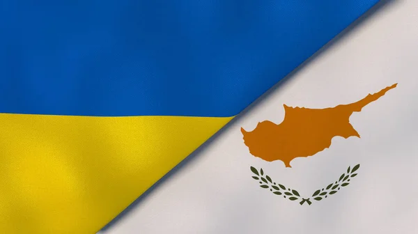 ウクライナとキプロスの2つの州旗 高品質のビジネス背景 3Dイラスト — ストック写真