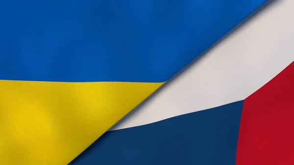 Δύο Κράτη Σημαίες Της Ουκρανίας Και Της Τσεχικής Δημοκρατίας Επαγγελματικό — Φωτογραφία Αρχείου