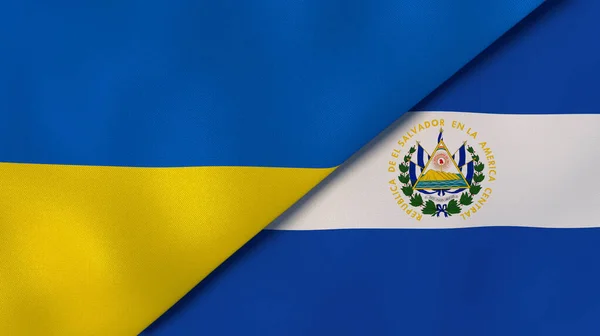 ウクライナとエルサルバドルの2つの州旗 高品質のビジネス背景 3Dイラスト — ストック写真