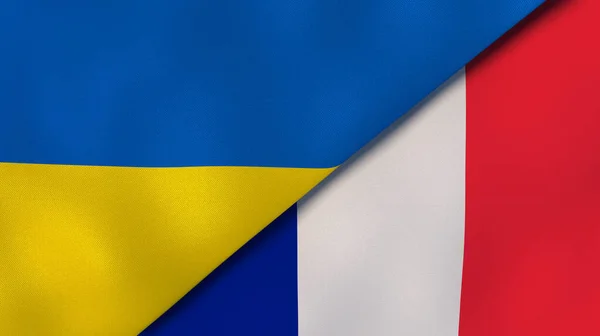 乌克兰和法国两国国旗 高质量的商业背景 3D说明 — 图库照片